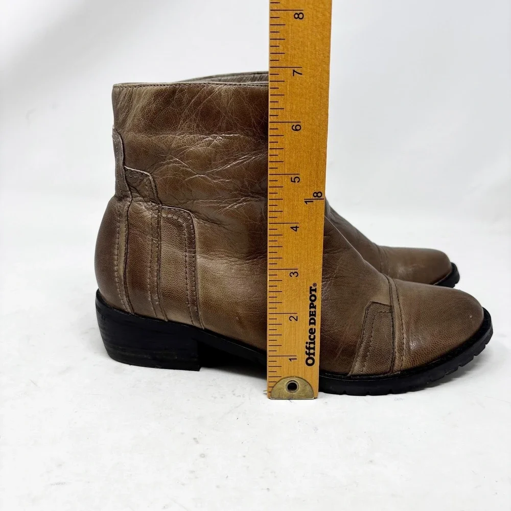 Antelope Leather Ankle Boots Women's Size US7/EU38 EU Brown‎ Side Zip Lug Sole